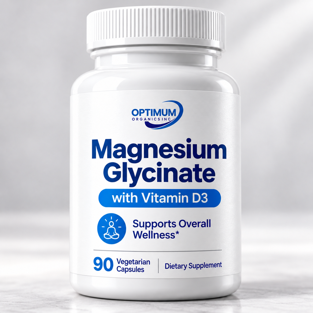 Optimum Organics Magnesium Glycinate with Vitamin D3 – 90 Vegetarian C ...