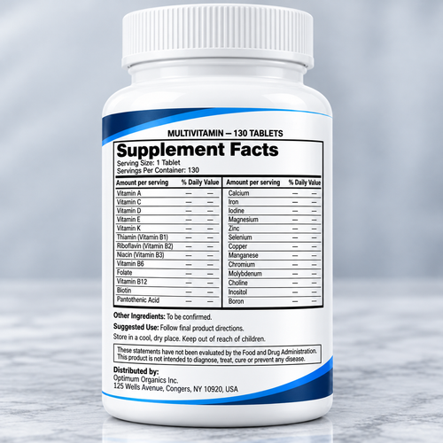 Optimum Organics Multivitamin with Iron – 130 Tablets | Daily Wellness Support